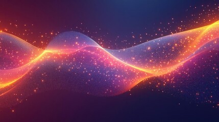 Abstract glowing wave particles digital art design