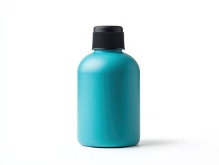 Teal bottle mockup Cosmetic product on a white background.