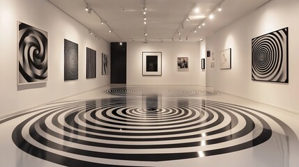Modern art gallery with optical illusion floor (1)
