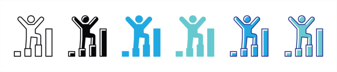 career icon set. containing dynamic icon series showcasing personal growth, achievement, and the journey toward success, progress thin line and color style icon symbol sign. vector illustration