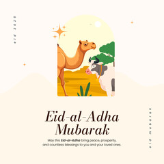 Eid ul Adha Mubarak Social Media Template with Muslim Background
