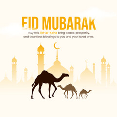 Obraz premium Eid al-Adha Greeting Social Media Template trendy 