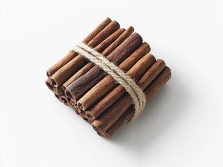 Cinnamon Sticks Bundle  Aromatic Spice on White.