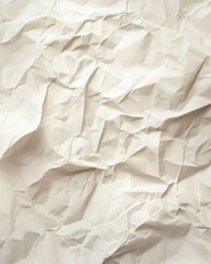 Fototapeta premium Abstract Close-Up of Wrinkled White Paper Texture Background in Studio Shot for Design and Creativity Projects and Presentations