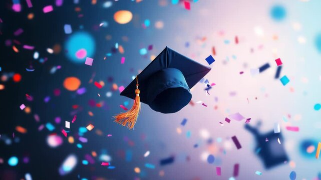 Graduation Celebration, Academic Achievement and Success Confetti Burst