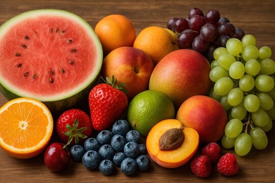 Colorful fresh assorted fruits - Powered by Adobe