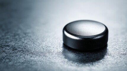 A round button on a smooth surface, simplicity in design and function.
