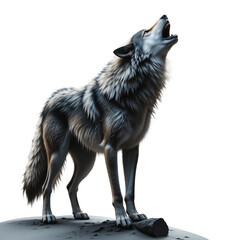 Majestic Wolf Howling on Isolated Background &ndash; Stunning High-Resolution Image