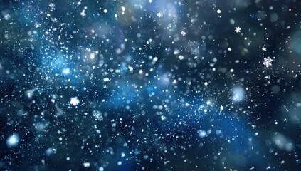 Beautiful sparkling winter snowflakes falling gently.