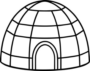 igloo outline vector illustration, line art