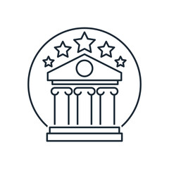 Business building five stars. Economic, investment leader. Vector linear icon isolated on white background.