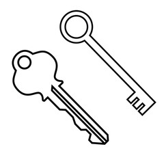 Cute cartoon hand drawn vector set key line art.