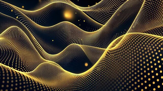 This striking video features a grunge banner adorned with shimmering gold glitter dots. The abstract noise dotwork pattern creates a visually captivating design, perfect for artistic projects.