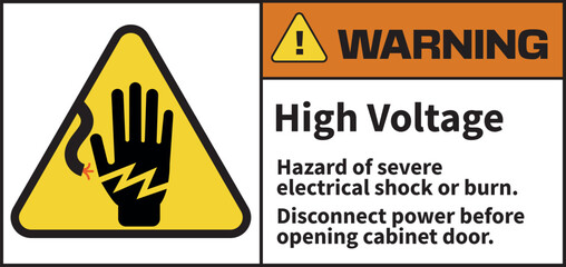 ANSI Warning Label High Voltage and Severe Electrical Hazard &ndash; Disconnect Power Before Opening