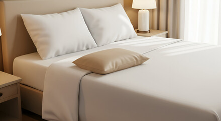 A stylishly made bed, ready for a good night's sleep.