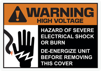 High Voltage Hazard Warning Sign ANSI Safety Notice for Electrical Shock and Burn Prevention