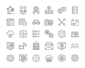 Minimal Devops Line Art Icons for Cloud Automation and Deployment
