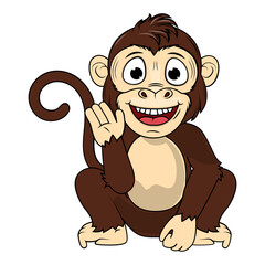 Cute Monkey Animal Cartoon Illustration