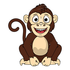 Cute Monkey Animal Cartoon Illustration