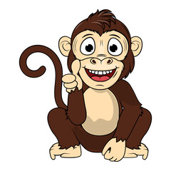 Cute Monkey Animal Cartoon Illustration