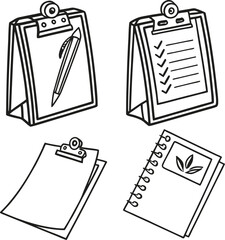 A blank paper on a business clipboard with a pencil and pen suggests an office note or contract