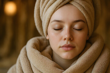 Woman Enjoying a Moment of Calm at the Spa
