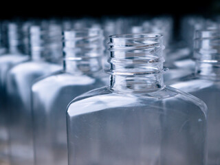Row of plastic PET Bottles Production Line – Ready for Bottling.