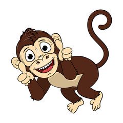 Fototapeta premium Cute Monkey Animal Cartoon Illustration