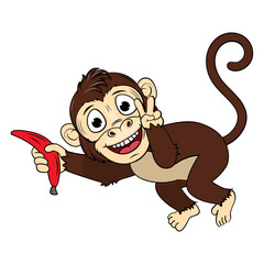 Cute Monkey Animal Cartoon Illustration