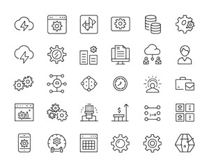Technical Devops Line Icons for CI CD Pipeline Illustrations