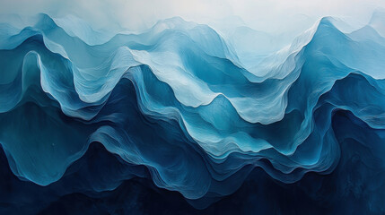 Obraz premium A mesmerizing canvas of blue, aqua, and teal, where the ocean's waves writhe in an abstract dance, creating a captivating texture reminiscent of a web. The vibrant hues and fluid movement of 