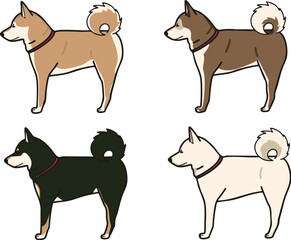 横から見た可愛い柴犬のマルチカラーイラスト