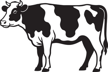  jersey cow silhouette vector illustration, cow black silhouette on a white background