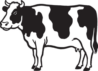  jersey cow silhouette vector illustration, cow black silhouette on a white background
