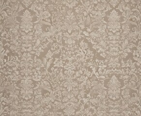 Subtle baroque damask, intricate lace-like pattern, seamless design in muted tones , seamless, scroll
