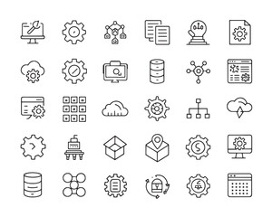 Clean Devops outline Icons Ideal for Cloud Engineering Graphics