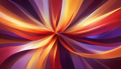 Obraz premium Striking illustration featuring an abstract design of colorful, flowing ribbons emanating from a center point.