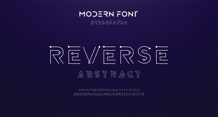 Creative Outline Double line monogram alphabet and tech fonts. Lines font regular uppercase and lowercase. Vector illustration.