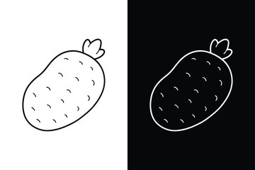 Sweet potato line icon illustration, vegetable element, sweet potato on white black background