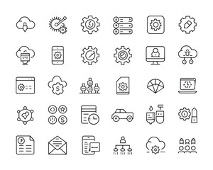 Devops Tools Vector Icons in Stylish Monoline Design for Developers