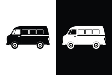 Minimal Van Front View Icon. Vector Silhouette from Transport Collection