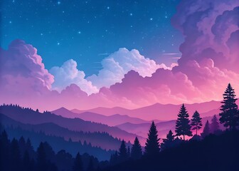 Obraz premium Deep Blue to Pink-Purple Gradient Background with Cloud-Like Texture