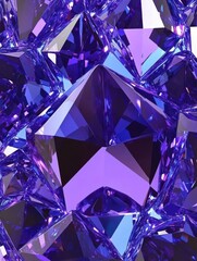Close-up of purple amethyst crystals forming geometric shapes and patterns, abstract gemstone background with sharp angles and facets