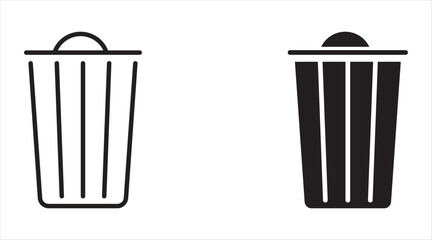 Bin icon set. Trash can collection. Trash icons set. Web icon, delete button. Delete symbol flat style on white background.	