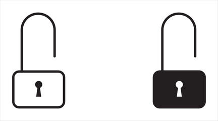 Lock icon collection. Open padlock. Locked icon. Security symbol. For your website, logo, app, UI design. Illustration, isolated on white background.