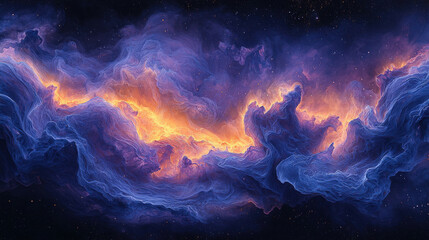 Fototapeta premium A mesmerizing canvas of swirling nebulae, where intricate patterns of blue and purple data streams converge, symbolizing the boundless power and potential of digital technology 