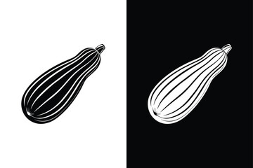 Healthy Food Vector. Zucchini Silhouette Icon in Black and White Design