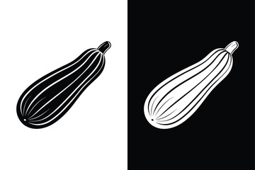 Black and White Zucchini Icon. Minimalist Vector for Recipe and Wellness Designs
