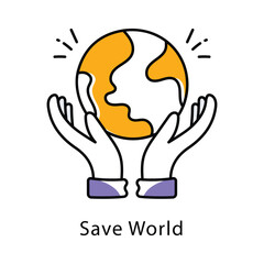 Save World Vector Filled Outline Style icon. Eps 10 File