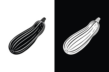 Zucchini Icon Silhouette Vector. Black and White Healthy Food Illustration